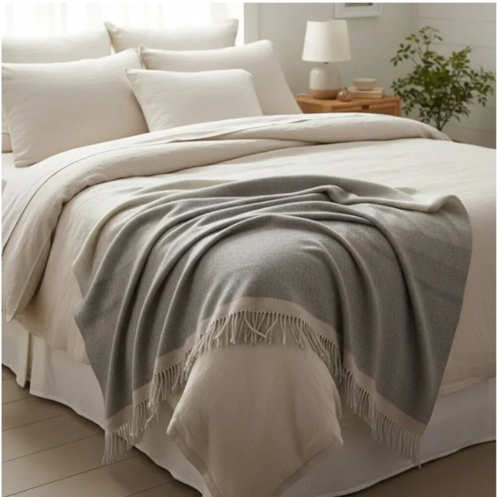 ARTZNL 100% Baby Alpaca ECO Throw Undyed Blanket Large Gray All Season Luxury - Picture 7 of 11